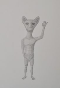 extraterrestrial being waving alien sketch pencil